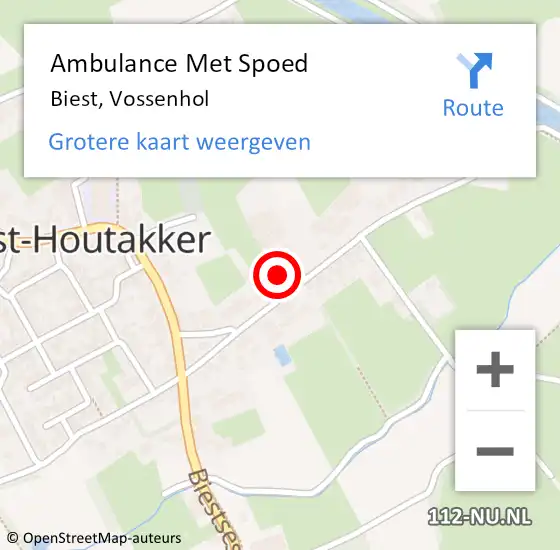 Locatie op kaart van de 112 melding: Ambulance Met Spoed Naar Biest, Vossenhol op 8 maart 2018 05:51