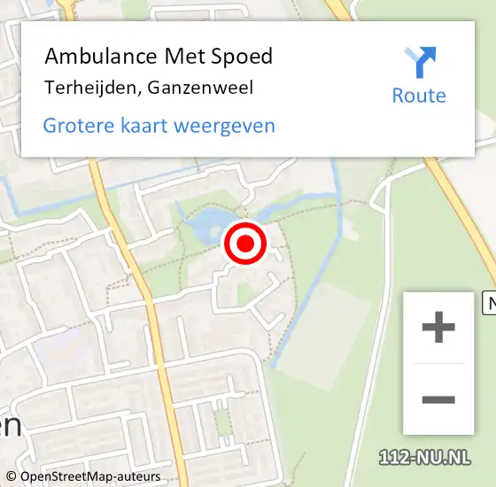 Locatie op kaart van de 112 melding: Ambulance Met Spoed Naar Terheijden, Ganzenweel op 8 maart 2018 07:35