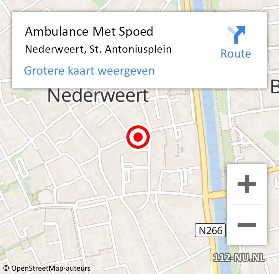 Locatie op kaart van de 112 melding: Ambulance Met Spoed Naar Nederweert, St. Antoniusplein op 8 maart 2018 08:02