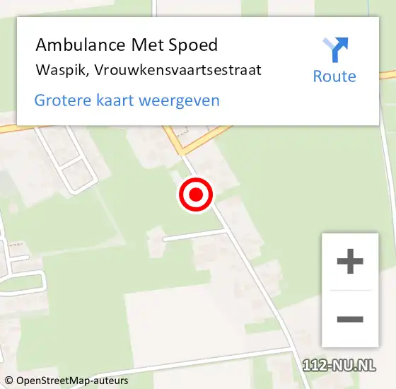 Locatie op kaart van de 112 melding: Ambulance Met Spoed Naar Waspik, Vrouwkensvaartsestraat op 8 maart 2018 08:06