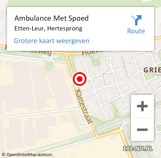 Locatie op kaart van de 112 melding: Ambulance Met Spoed Naar Etten-Leur, Hertesprong op 8 maart 2018 08:11