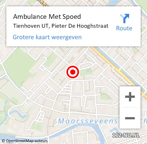 Locatie op kaart van de 112 melding: Ambulance Met Spoed Naar Tienhoven UT, Pieter De Hooghstraat op 8 maart 2018 08:29