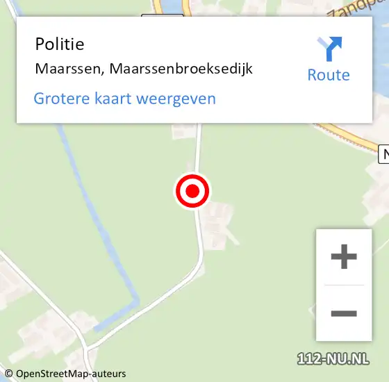 Locatie op kaart van de 112 melding: Politie Maarssen, Maarssenbroeksedijk op 8 maart 2018 08:44