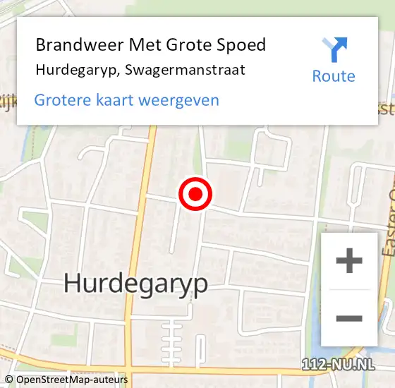 Locatie op kaart van de 112 melding: Brandweer Met Grote Spoed Naar Hurdegaryp, Swagermanstraat op 8 maart 2018 08:49