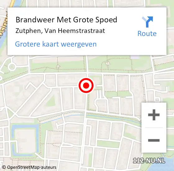 Locatie op kaart van de 112 melding: Brandweer Met Grote Spoed Naar Zutphen, Van Heemstrastraat op 8 maart 2018 08:49