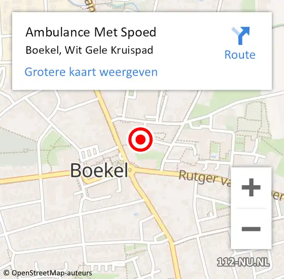 Locatie op kaart van de 112 melding: Ambulance Met Spoed Naar Boekel, Wit Gele Kruispad op 8 maart 2018 09:23