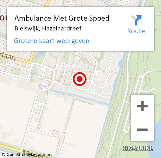 Locatie op kaart van de 112 melding: Ambulance Met Grote Spoed Naar Bleiswijk, Hazelaardreef op 8 maart 2018 09:27