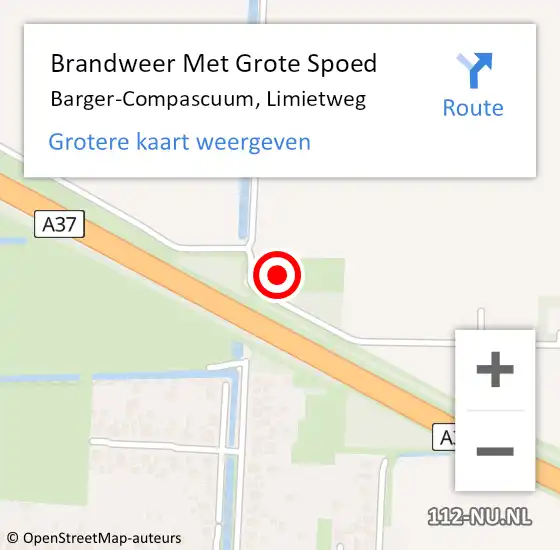 Locatie op kaart van de 112 melding: Brandweer Met Grote Spoed Naar Barger-Compascuum, Limietweg op 8 maart 2018 09:55