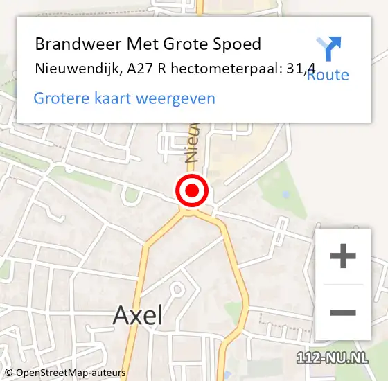 Locatie op kaart van de 112 melding: Brandweer Met Grote Spoed Naar Nieuwendijk, A27 R hectometerpaal: 31,4 op 8 maart 2018 09:56