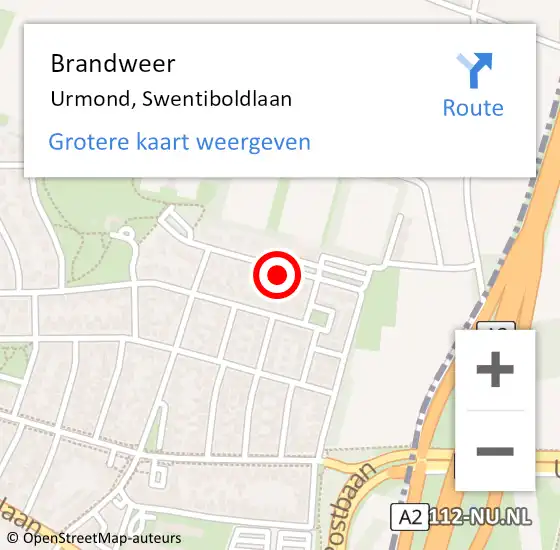 Locatie op kaart van de 112 melding: Brandweer Urmond, Swentiboldlaan op 18 februari 2014 13:44