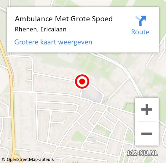 Locatie op kaart van de 112 melding: Ambulance Met Grote Spoed Naar Rhenen, Ericalaan op 8 maart 2018 09:59