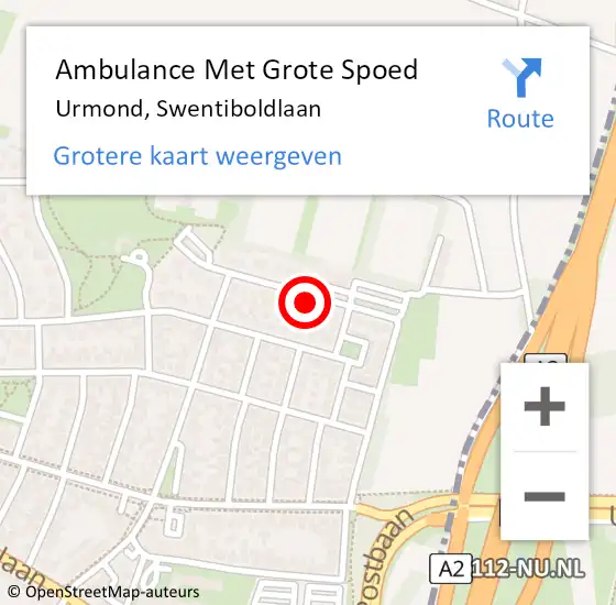 Locatie op kaart van de 112 melding: Ambulance Met Grote Spoed Naar Urmond, Swentiboldlaan op 18 februari 2014 13:44