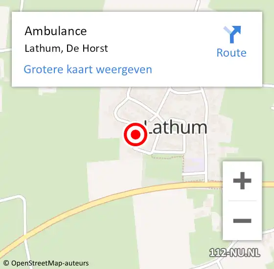 Locatie op kaart van de 112 melding: Ambulance Lathum, De Horst op 8 maart 2018 10:52