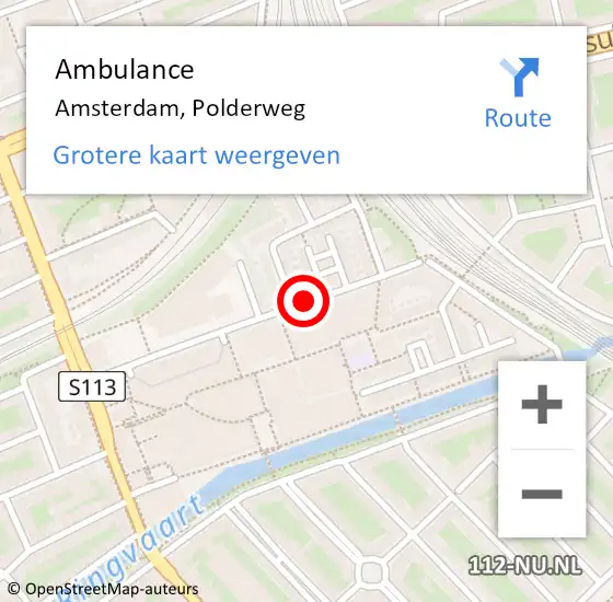 Locatie op kaart van de 112 melding: Ambulance Amsterdam, Polderweg op 8 maart 2018 11:04