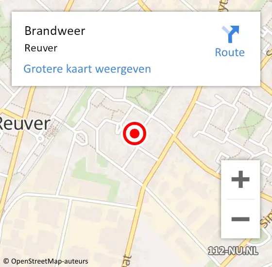 Locatie op kaart van de 112 melding: Brandweer Reuver op 8 maart 2018 11:14