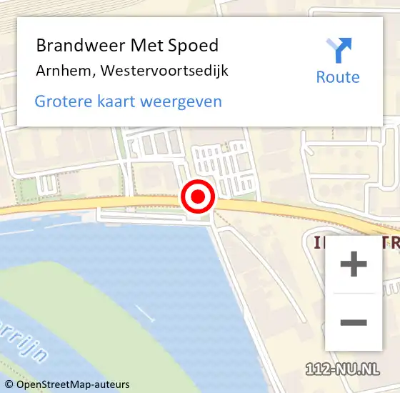 Locatie op kaart van de 112 melding: Brandweer Met Spoed Naar Arnhem, Westervoortsedijk op 8 maart 2018 11:25