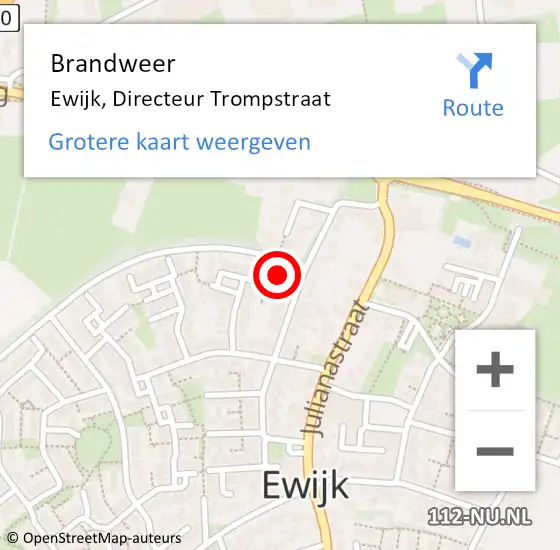 Locatie op kaart van de 112 melding: Brandweer Ewijk, Directeur Trompstraat op 8 maart 2018 11:26