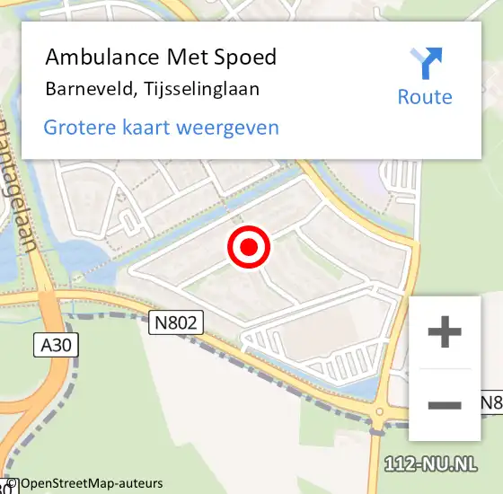 Locatie op kaart van de 112 melding: Ambulance Met Spoed Naar Barneveld, Tijsselinglaan op 8 maart 2018 11:41