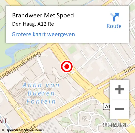 Locatie op kaart van de 112 melding: Brandweer Met Spoed Naar Den Haag, A12 Re op 8 maart 2018 11:47