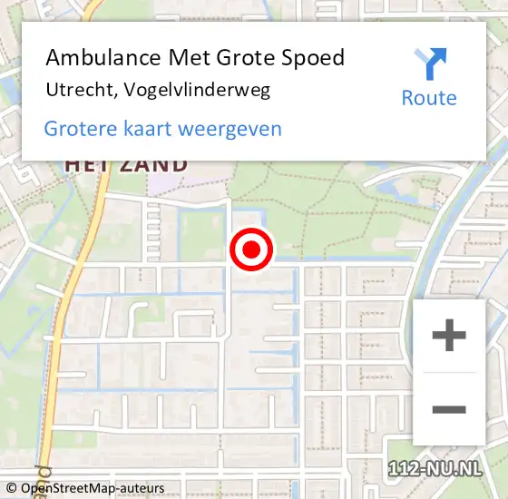 Locatie op kaart van de 112 melding: Ambulance Met Grote Spoed Naar Utrecht, Vogelvlinderweg op 8 maart 2018 11:48