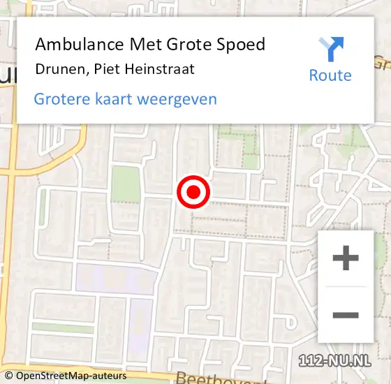 Locatie op kaart van de 112 melding: Ambulance Met Grote Spoed Naar Drunen, Piet Heinstraat op 8 maart 2018 11:50