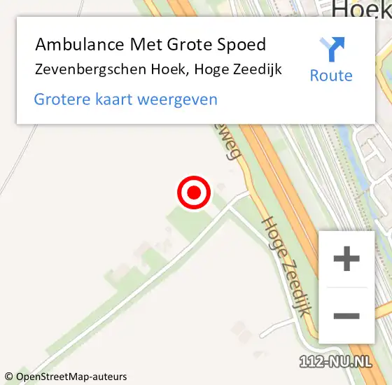 Locatie op kaart van de 112 melding: Ambulance Met Grote Spoed Naar Zevenbergschen Hoek, Hoge Zeedijk op 8 maart 2018 11:56