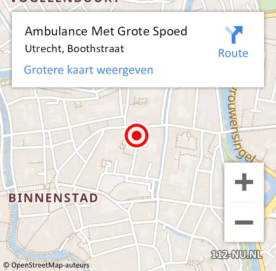 Locatie op kaart van de 112 melding: Ambulance Met Grote Spoed Naar Utrecht, Boothstraat op 8 maart 2018 12:07