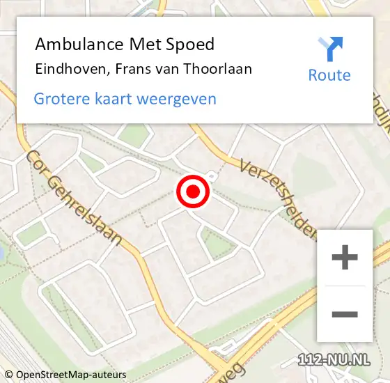 Locatie op kaart van de 112 melding: Ambulance Met Spoed Naar Eindhoven, Frans van Thoorlaan op 8 maart 2018 12:33