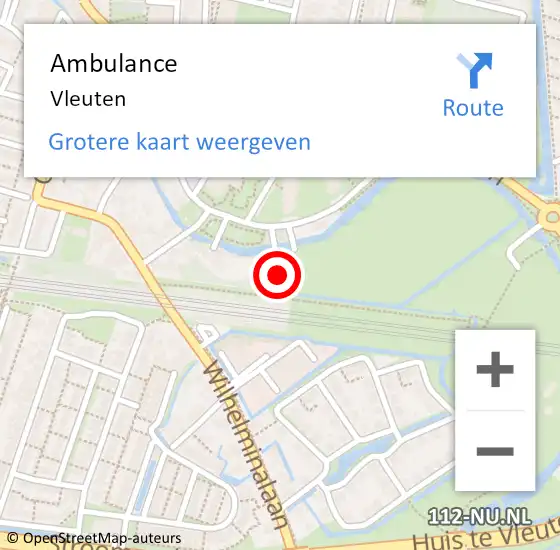 Locatie op kaart van de 112 melding: Ambulance Vleuten op 8 maart 2018 12:43
