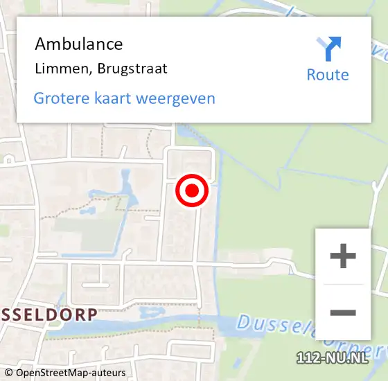 Locatie op kaart van de 112 melding: Ambulance Limmen, Brugstraat op 8 maart 2018 12:46