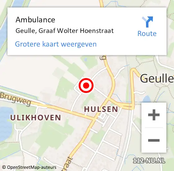 Locatie op kaart van de 112 melding: Ambulance Geulle, Graaf Wolter Hoenstraat op 18 februari 2014 14:08