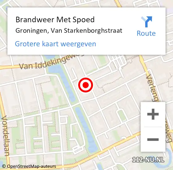 Locatie op kaart van de 112 melding: Brandweer Met Spoed Naar Groningen, Van Starkenborghstraat op 18 februari 2014 14:11