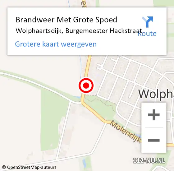 Locatie op kaart van de 112 melding: Brandweer Met Grote Spoed Naar Wolphaartsdijk, Burgemeester Hackstraat op 8 maart 2018 14:11