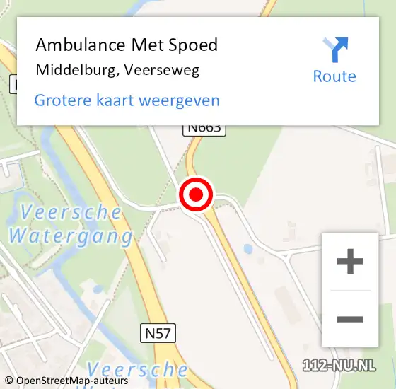 Locatie op kaart van de 112 melding: Ambulance Met Spoed Naar Middelburg, Veerseweg op 8 maart 2018 14:26