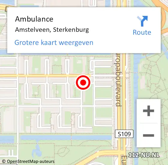 Locatie op kaart van de 112 melding: Ambulance Amstelveen, Sterkenburg op 18 februari 2014 14:20