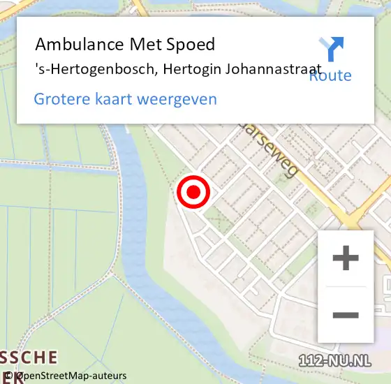 Locatie op kaart van de 112 melding: Ambulance Met Spoed Naar 's-Hertogenbosch, Hertogin Johannastraat op 8 maart 2018 14:49