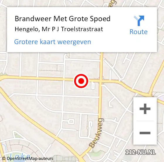 Locatie op kaart van de 112 melding: Brandweer Met Grote Spoed Naar Hengelo, Mr P J Troelstrastraat op 8 maart 2018 15:29