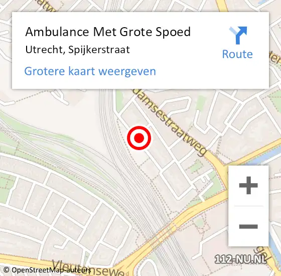 Locatie op kaart van de 112 melding: Ambulance Met Grote Spoed Naar Utrecht, Spijkerstraat op 8 maart 2018 15:48