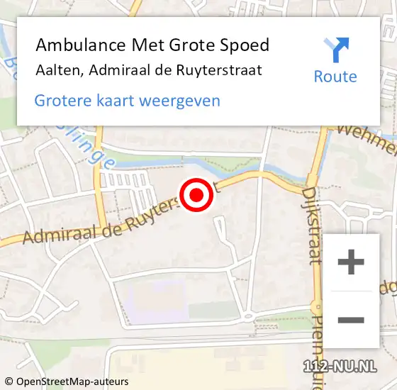 Locatie op kaart van de 112 melding: Ambulance Met Grote Spoed Naar Aalten, Admiraal de Ruyterstraat op 8 maart 2018 16:04