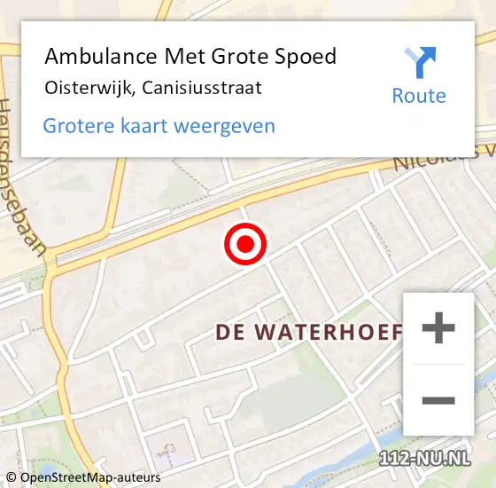 Locatie op kaart van de 112 melding: Ambulance Met Grote Spoed Naar Oisterwijk, Canisiusstraat op 18 februari 2014 14:32