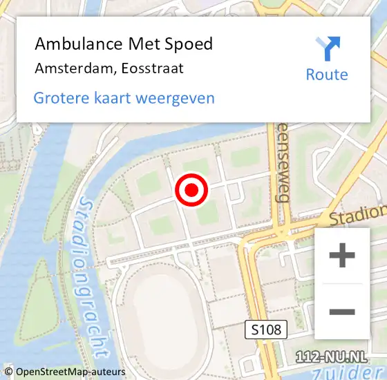 Locatie op kaart van de 112 melding: Ambulance Met Spoed Naar Amsterdam, Eosstraat op 8 maart 2018 16:32