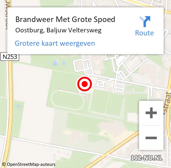 Locatie op kaart van de 112 melding: Brandweer Met Grote Spoed Naar Oostburg, Baljuw Veltersweg op 8 maart 2018 17:18