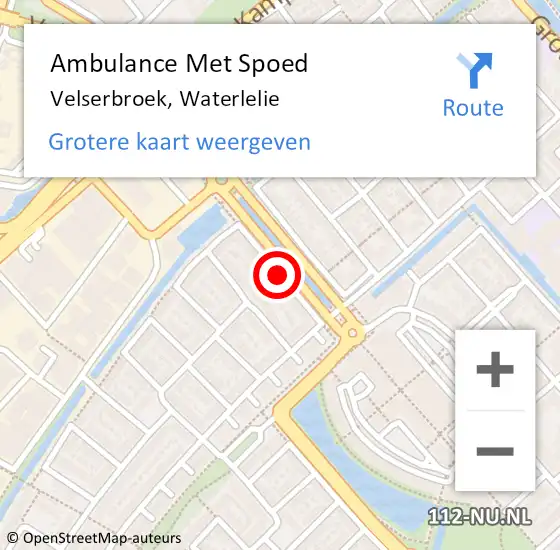 Locatie op kaart van de 112 melding: Ambulance Met Spoed Naar Velserbroek, Waterlelie op 8 maart 2018 17:19