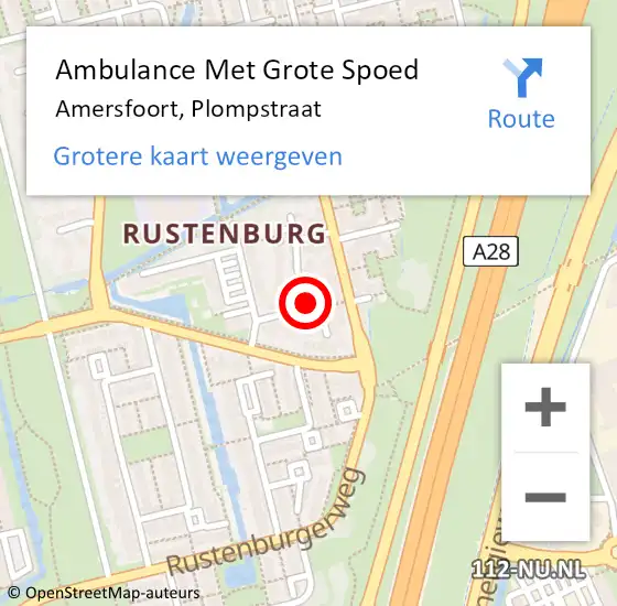 Locatie op kaart van de 112 melding: Ambulance Met Grote Spoed Naar Amersfoort, Plompstraat op 8 maart 2018 17:36