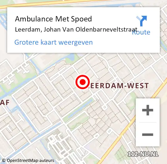 Locatie op kaart van de 112 melding: Ambulance Met Spoed Naar Leerdam, Johan Van Oldenbarneveltstraat op 8 maart 2018 17:39