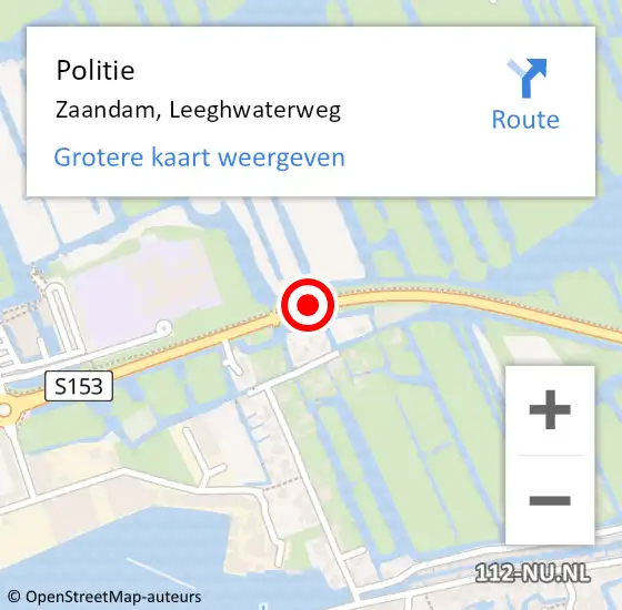 Locatie op kaart van de 112 melding: Politie Zaandam, Leeghwaterweg op 8 maart 2018 17:42