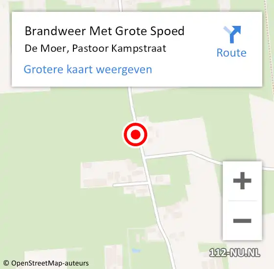 Locatie op kaart van de 112 melding: Brandweer Met Grote Spoed Naar De Moer, Pastoor Kampstraat op 8 maart 2018 18:03