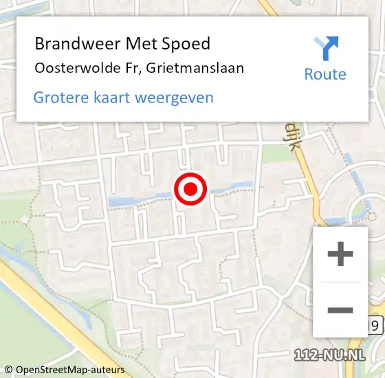 Locatie op kaart van de 112 melding: Brandweer Met Spoed Naar Oosterwolde Fr, Grietmanslaan op 8 maart 2018 18:37