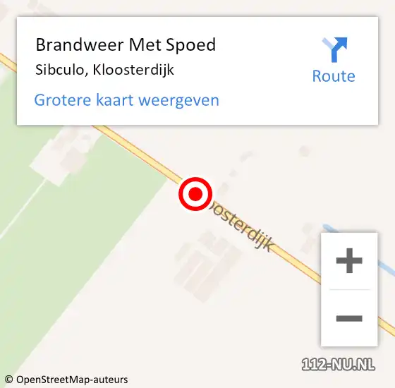 Locatie op kaart van de 112 melding: Brandweer Met Spoed Naar Sibculo, Kloosterdijk op 8 maart 2018 18:43