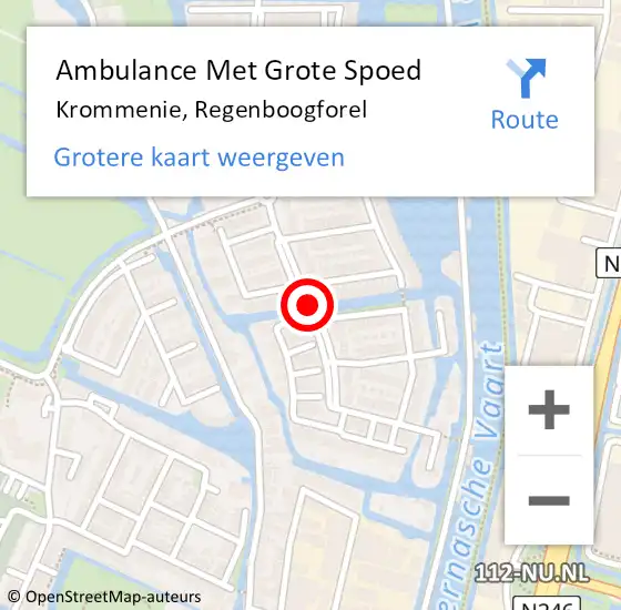 Locatie op kaart van de 112 melding: Ambulance Met Grote Spoed Naar Krommenie, Regenboogforel op 8 maart 2018 18:51